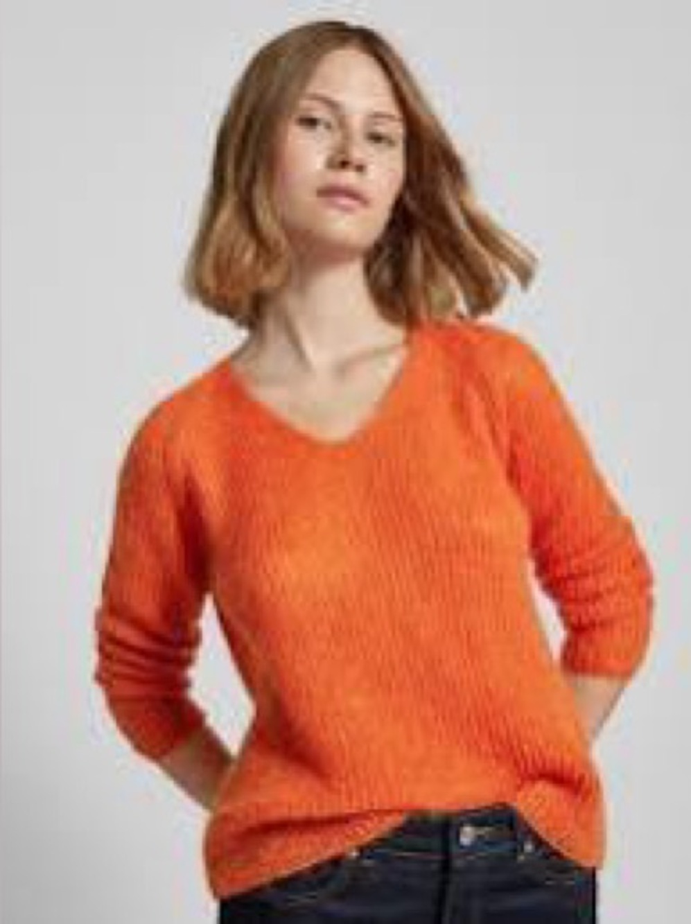 Everyday V-Neck Knit Sweater in Bright Orange